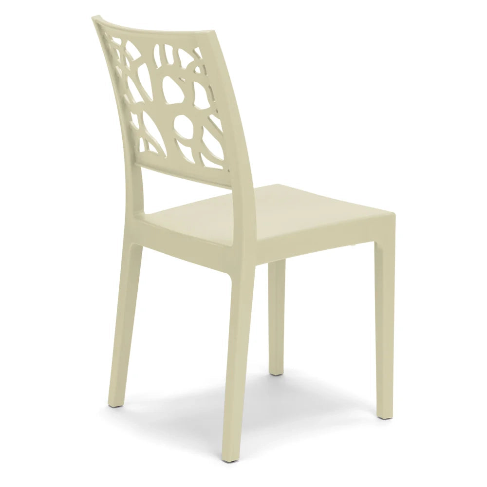 Set 4 sedie in polipropilene TETI, impilabile, resistente ai raggi UV, design moderno, ideale per sala da pranzo, cucina, sala d’attesa, bar, ristoranti o giardino, colore Sabbia