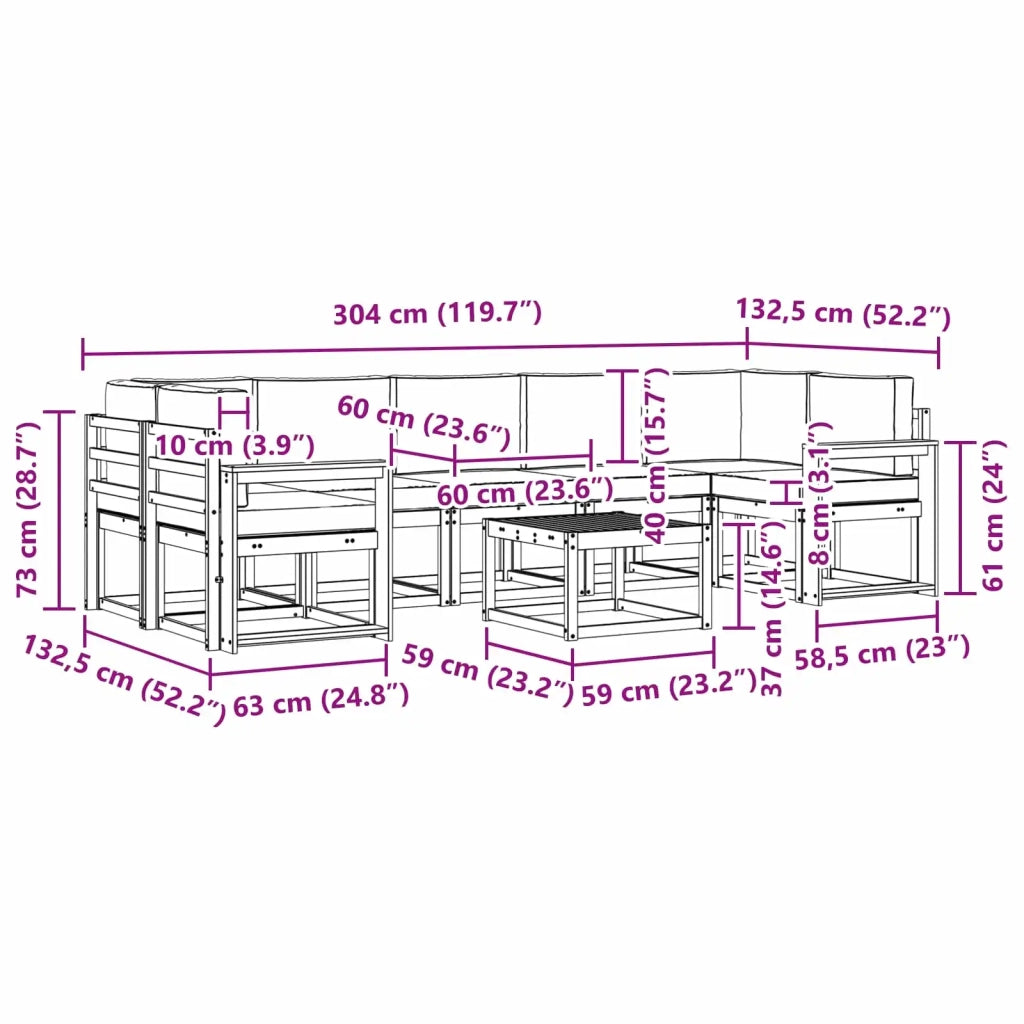 Set di divani da esterno 6 pz 3387391