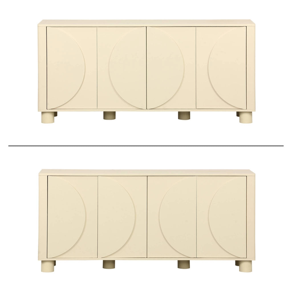 Credenza effetto legno di mango 4 ante, 155cm, beige