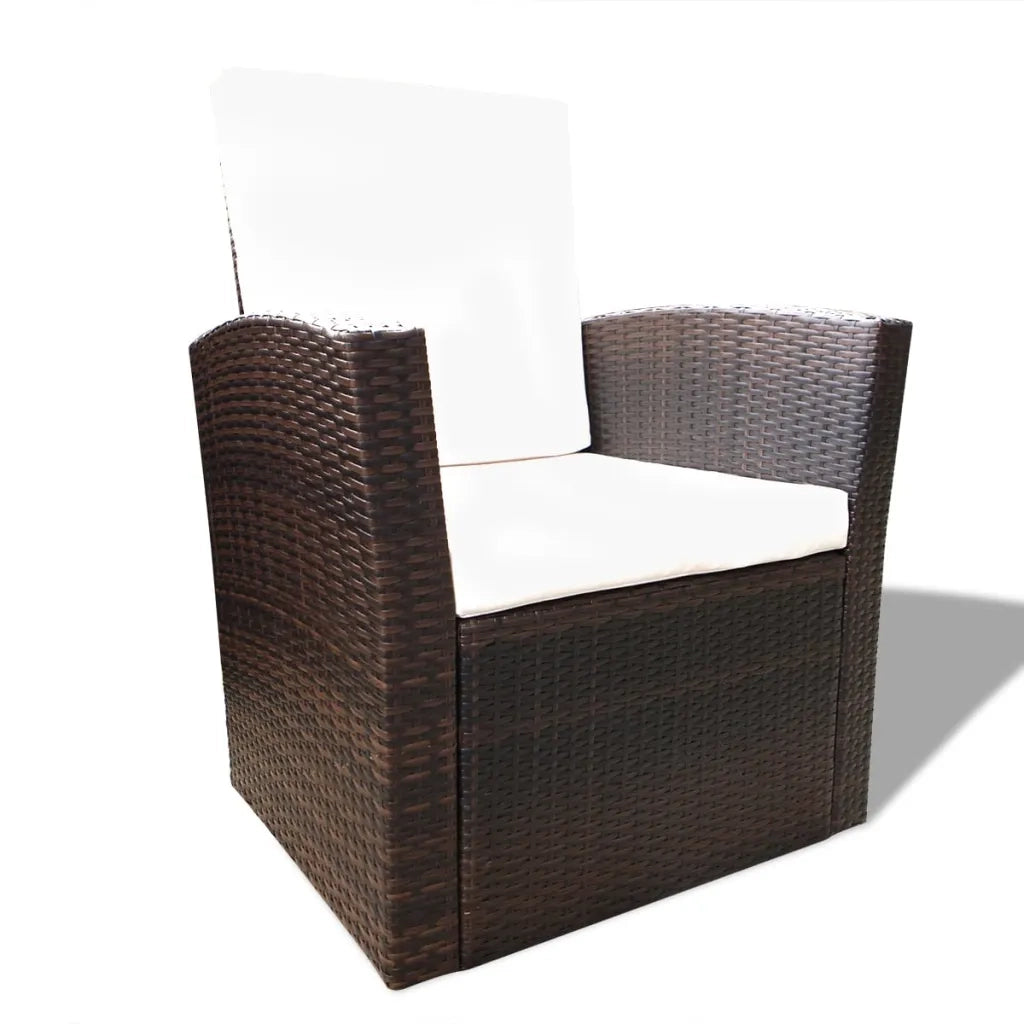 Set Divani da Giardino 4 pz | Set Salotto da Giardino con Cuscini in Polyrattan Marrone