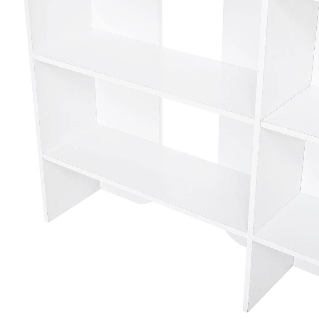 Libreria aperta con 5 ripiani e divisori centrali, per soggiorno e ufficio, in pannelli di particelle bianco, 135 × 25 × 160 cm