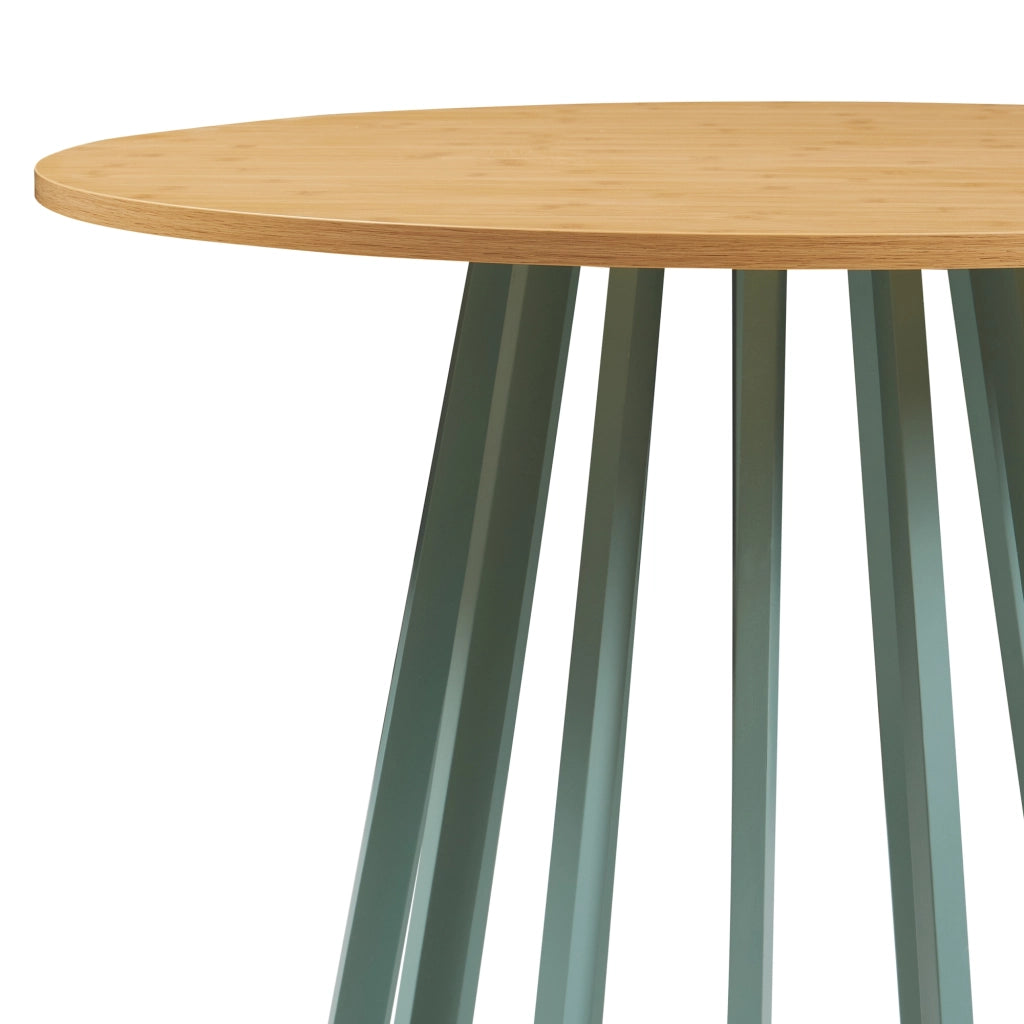 Tavolo Rotondo Lensuu da Pranzo (AxØ) 76 x 80 cm - Effetto Rovere/Verde Pastello [en.casa]