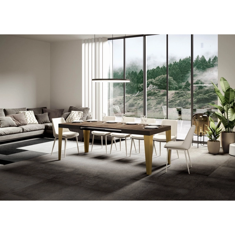 Tavolo allungabile 90x180/440 cm Flame telaio Oro - Noce
