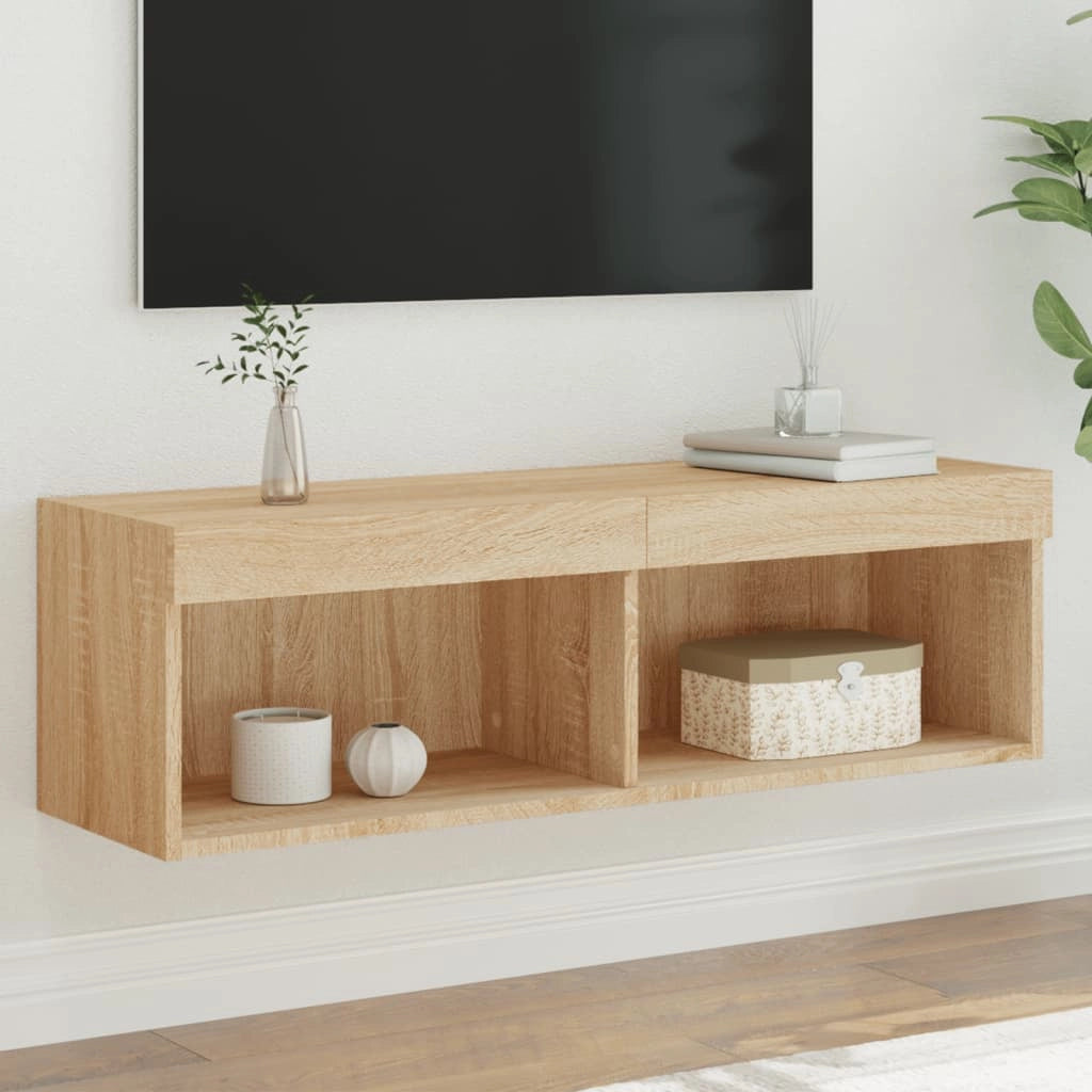 Mobile Porta TV con Luci LED Rovere Sonoma 100x30x30 cmcod mxl 86150