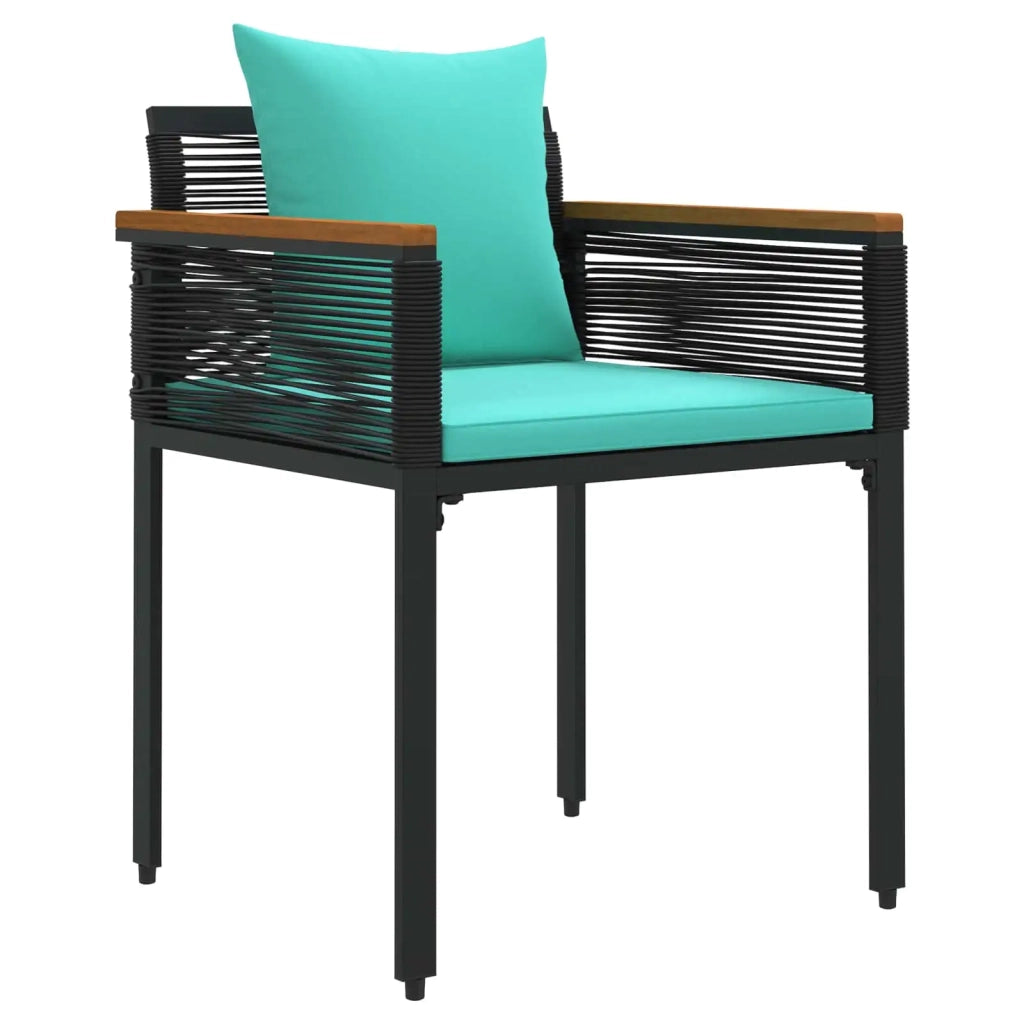 Set di Mobili da Esterno 3 pcs Nero e Turchese Rattan in PE