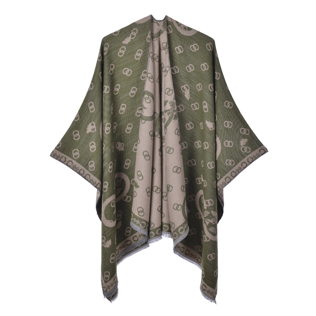 Nuovo scialle/scialle da donna, elegante mantello retr¨° con spacco e nappe su entrambi i lati