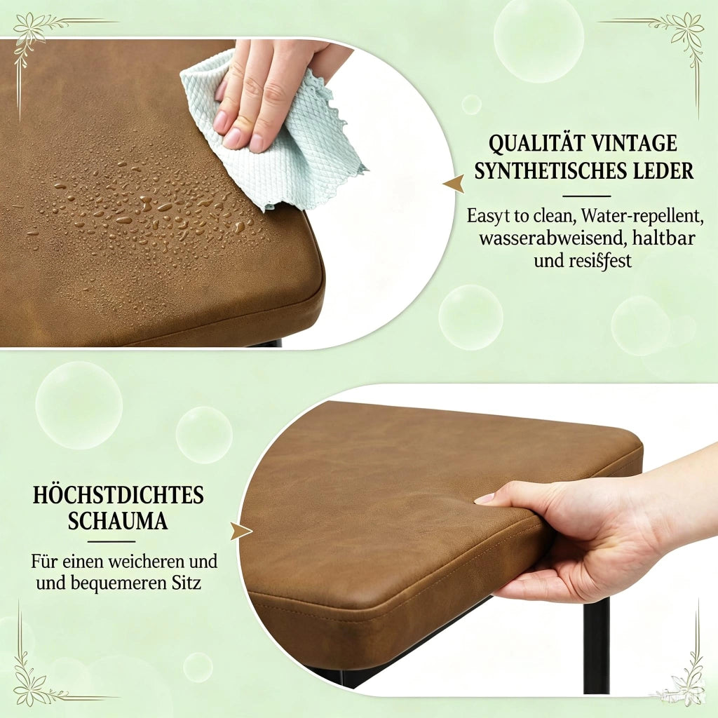 Sedia da Pranzo Set da 4 con Schienale Alto Ergonomico e Seduta Imbottita in Similpelle Marrone