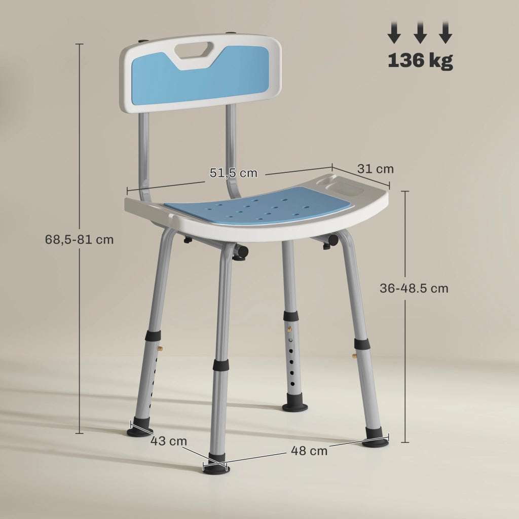 Sgabello Doccia Regolabile Antiscivolo ¨C zephmum ¨C Bianco
