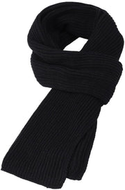 Sciarpa in Lana - Nero - Sciarpa a Maglia - Sciarpa Calda - Accessorio Invernale - Tessuto Comodo - Sostenibile e Sovraccosto 165x30 cm