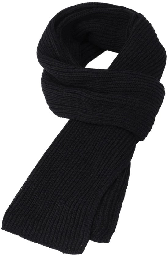 Sciarpa in Lana - Nero - Sciarpa a Maglia - Sciarpa Calda - Accessorio Invernale - Tessuto Comodo - Sostenibile e Sovraccosto 165x30 cm