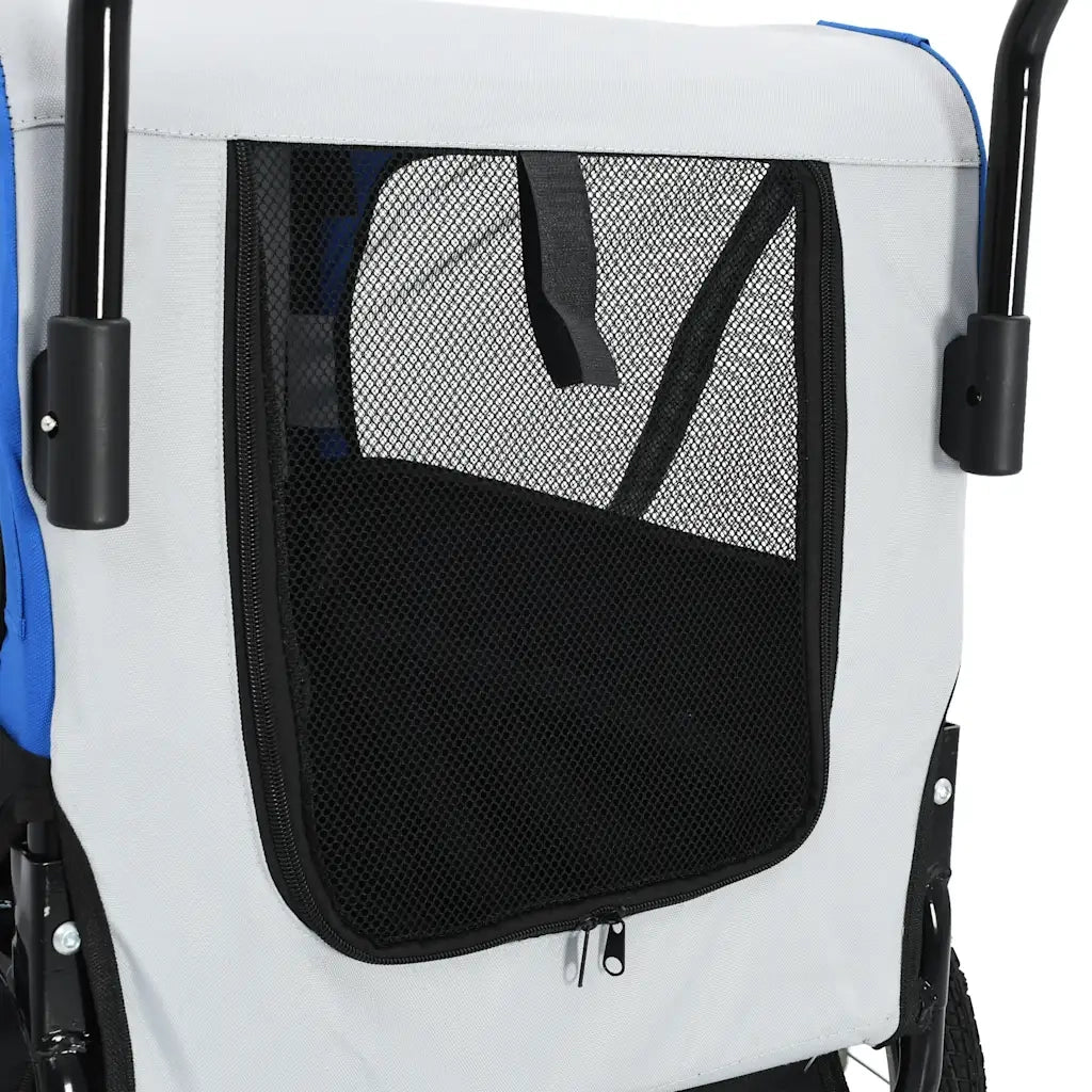 Rimorchio Bici e Carrello Jogging per Animali 2-in-1 Grigio Blu cod mxl 74673