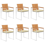 Sedie da Giardino con Cuscini 6 pz in Legno Massello di Acacia cod mxl 76286