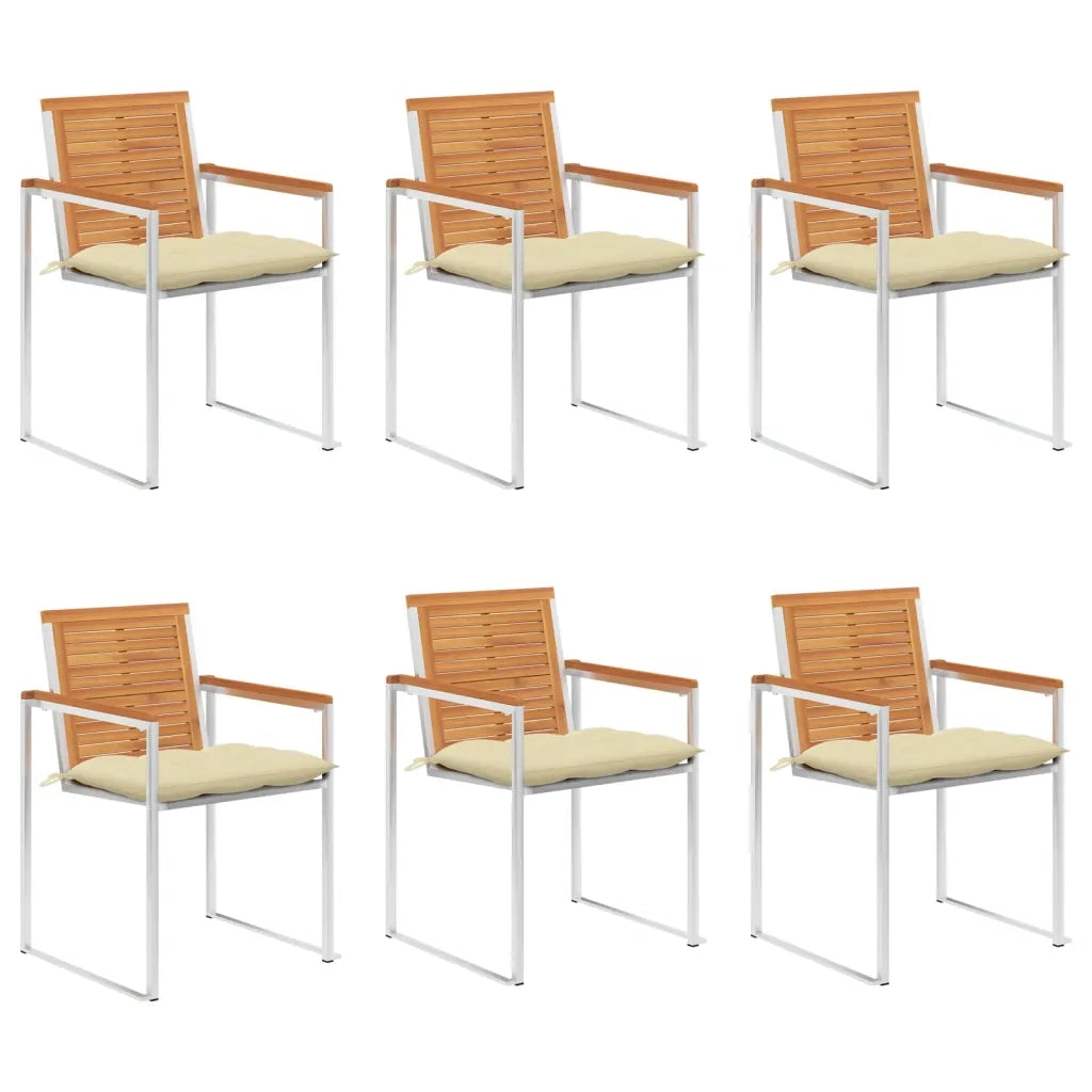 Sedie da Giardino con Cuscini 6 pz in Legno Massello di Acacia cod mxl 76286