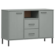 Buffet credenza cassettiera mobiletto mobile contenitore organizer per cucina soggiorno salotto con gambe in metallo 113 x 40 x 77 cm legno massello grigio 02_0030094