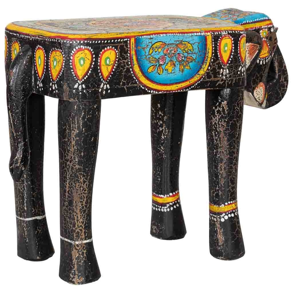 Sgabello in legno a forma di elefante multicolore 56x21x40 cm