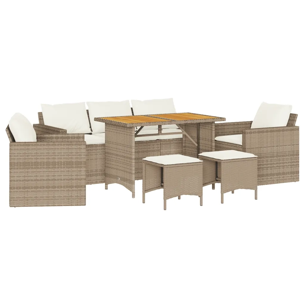 Set Divano da Giardino 6 pz con Cuscini Beige in Polyrattan 3213558