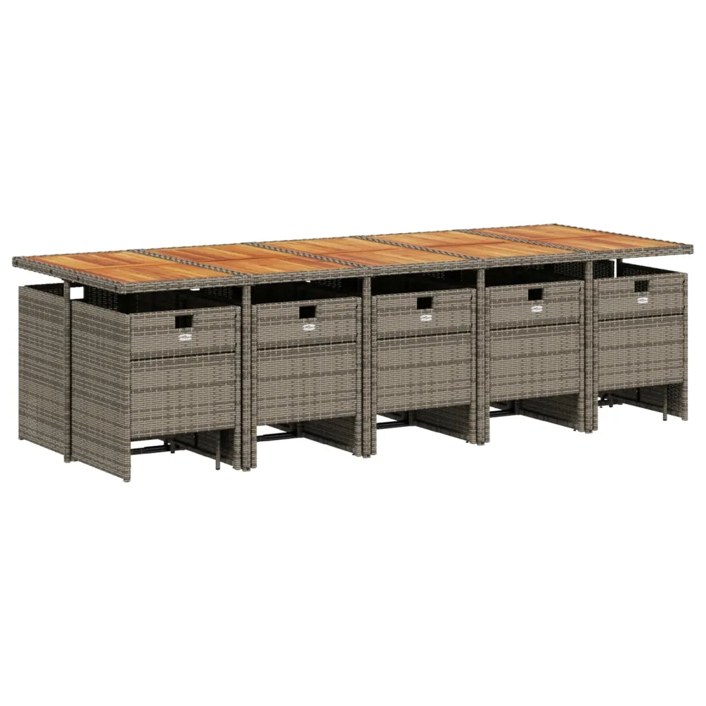 Set da Pranzo da Giardino 15 pz con Cuscini Grigio Polyrattan 3277765