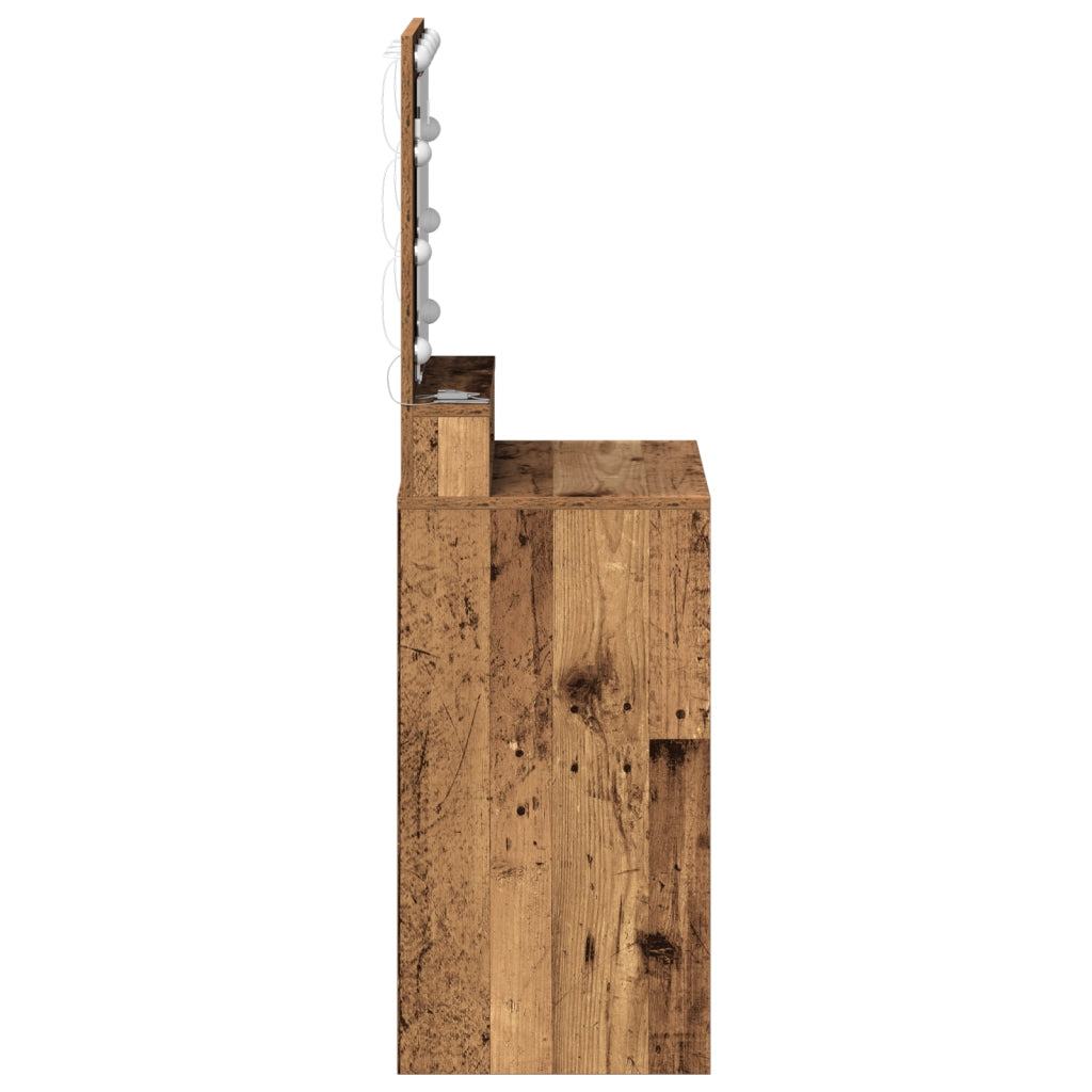 Tavolo da Toeletta con Luci LED - Legno Vecchio, 50x41x135 cm