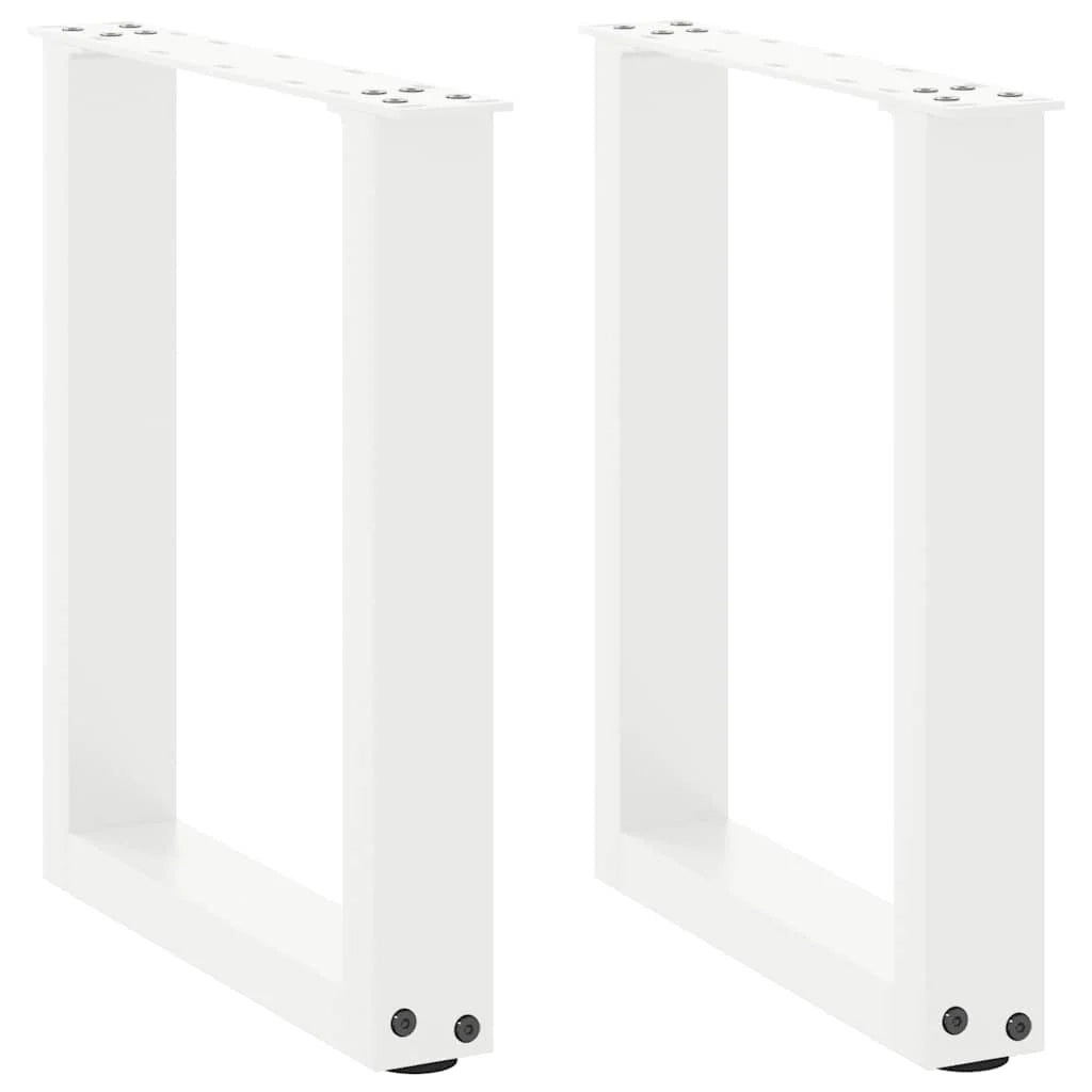 Set di 2 gambe per tavolino da caffè a forma di U con piedini regolabili 28 x 42 cm design moderno acciaio bianco 02_0057389