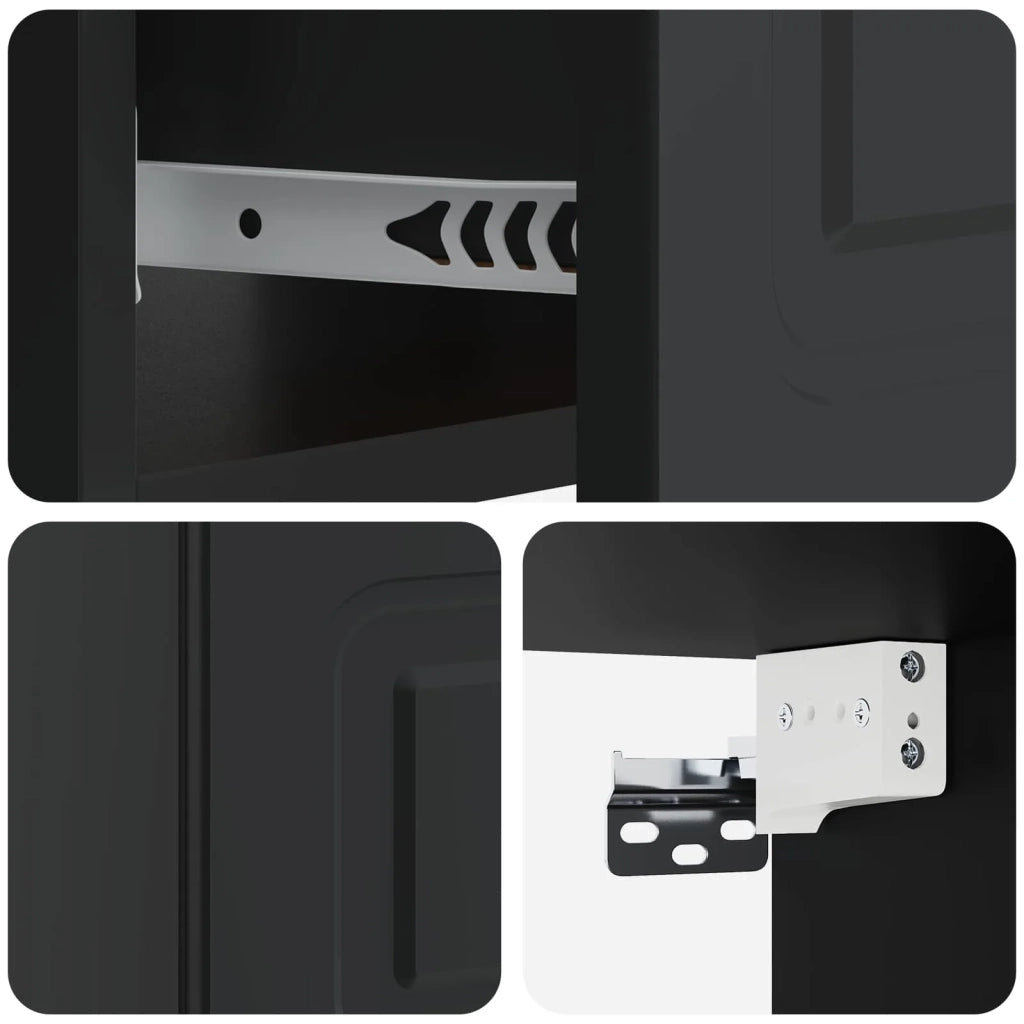 Mobiletto da notte a muro con cassetto Nero 49 x 34,5 x 20 cm
