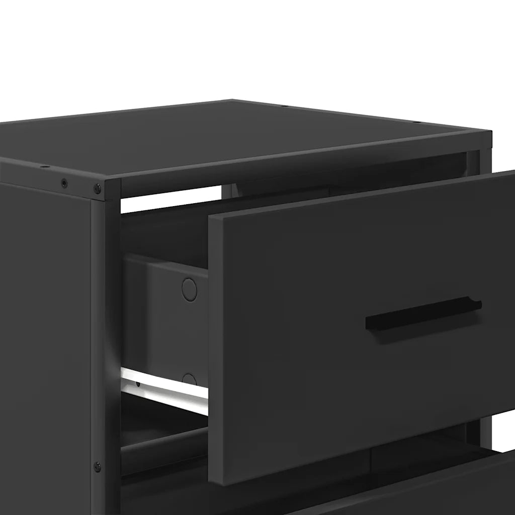 Set di 2 Comodini | Armadio da Notte | Mobiletto da notte a Muro Nero 40x31x39,5 cm