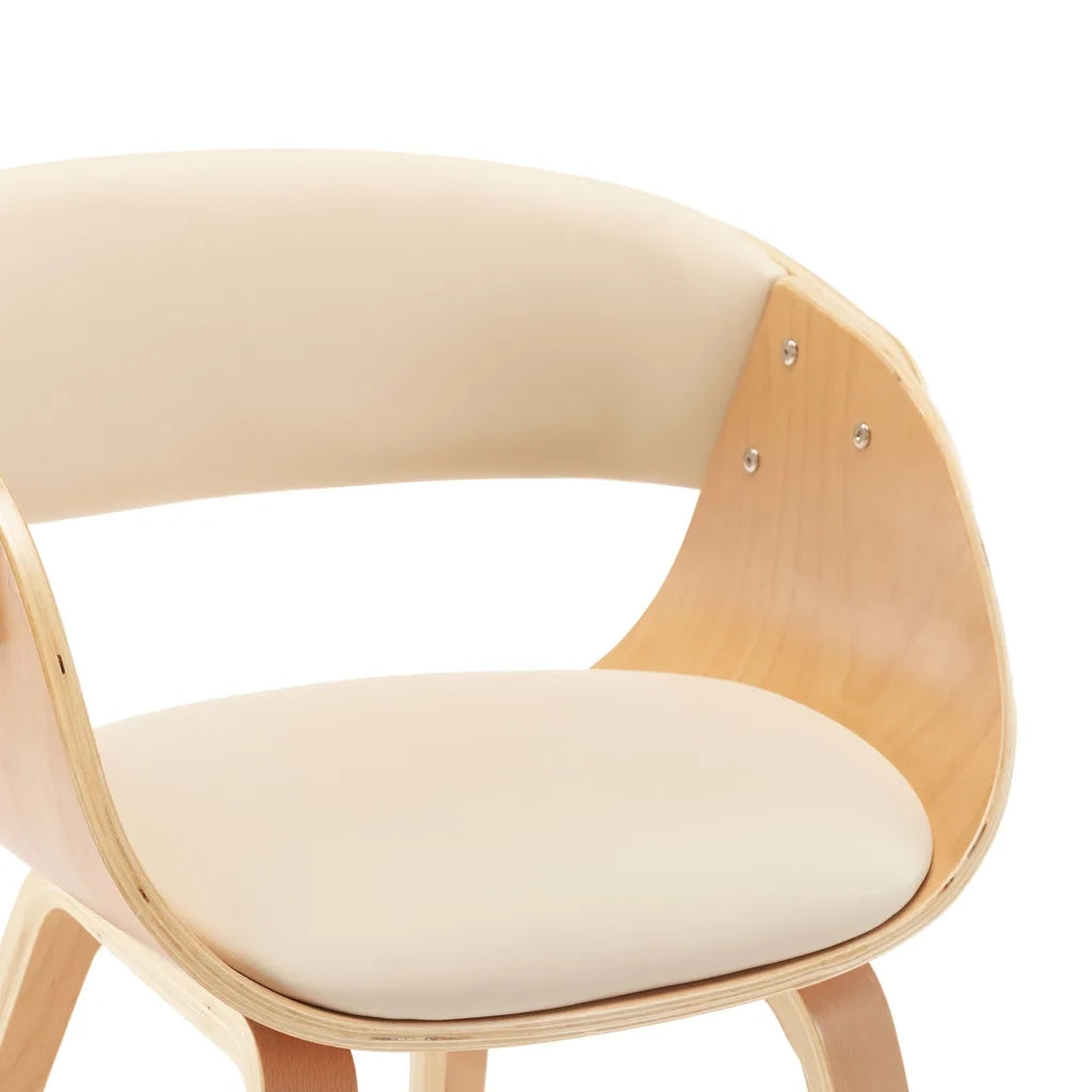 Sedie da Pranzo 2 pz Crema in Legno Piegato e Similpelle cod mxl 18668
