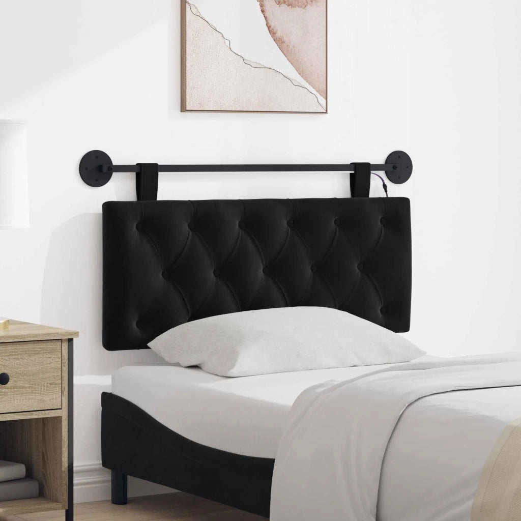 Testiera sospesa Con luce LED Nero Velluto