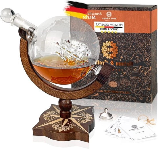Accessori per Whisky - Globus in Legno Reale 850ml con Carta di Augurio
