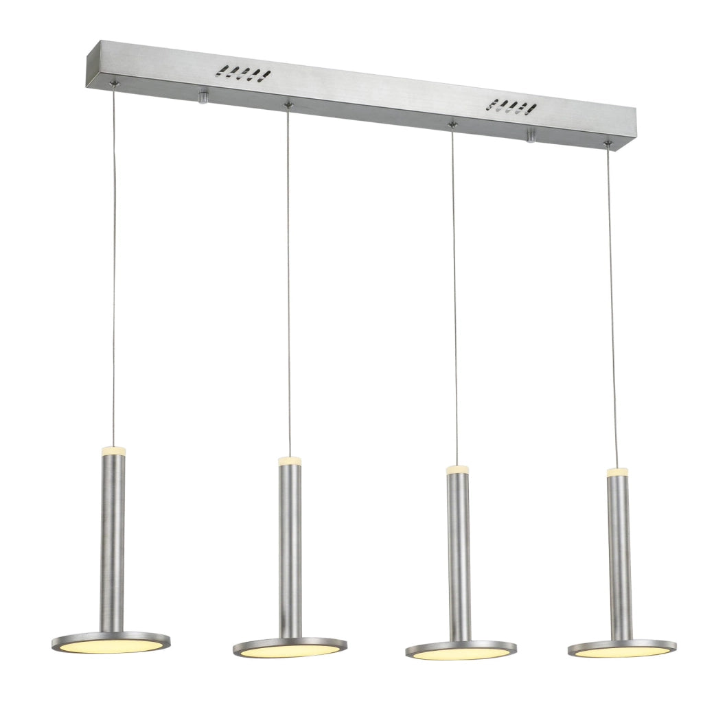 Sospensione Italux Oliver LED 4 luci 48W nichel satinato