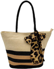 Borsa da Spiaggia con Cerniera - Borsa con Stampa di Leopardo, Borsa per Spesa // Stampa di Leopardo - Borsa da Spiaggia XL