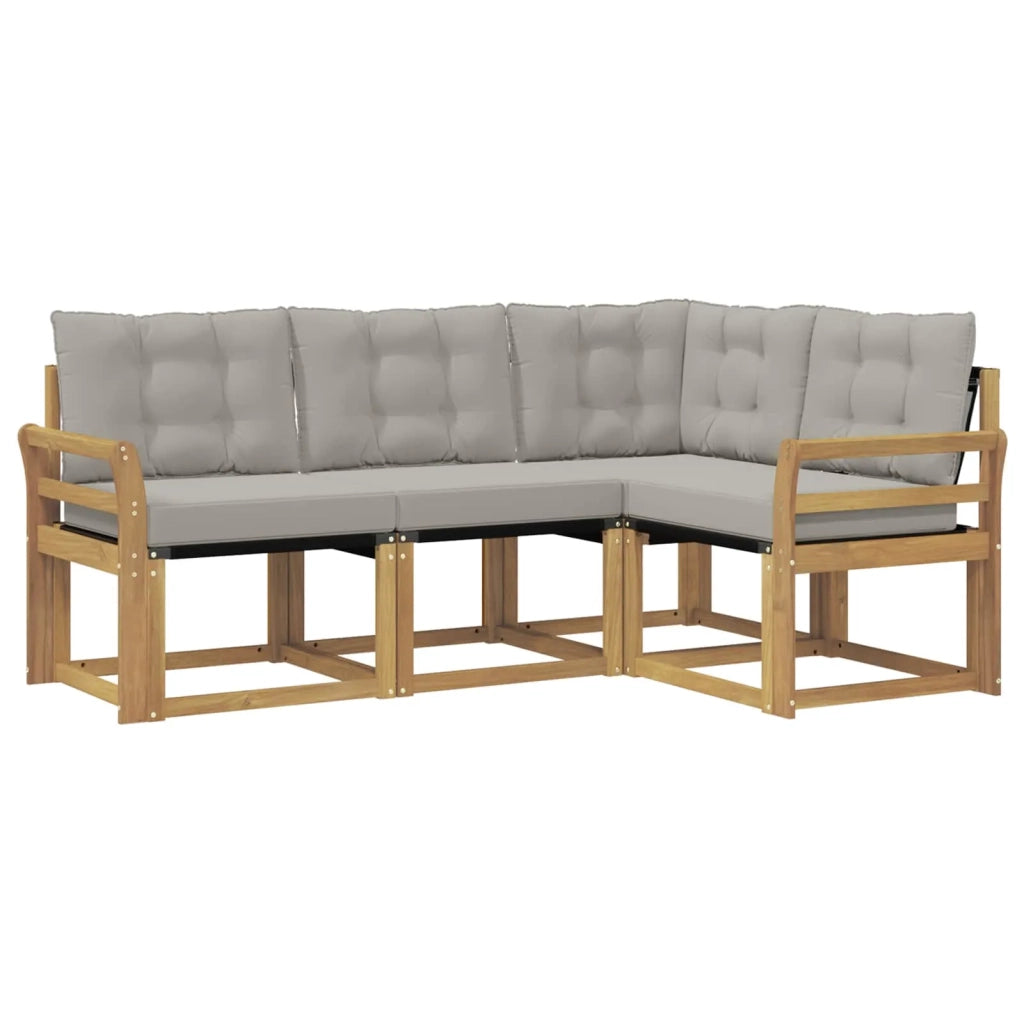Set di divani da esterno 4 pz Bianco e Grigio Chiaro 3389429