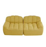 Divano modulare 2 posti senza struttura, design a conchiglia, cuscini profondi, colore giallo