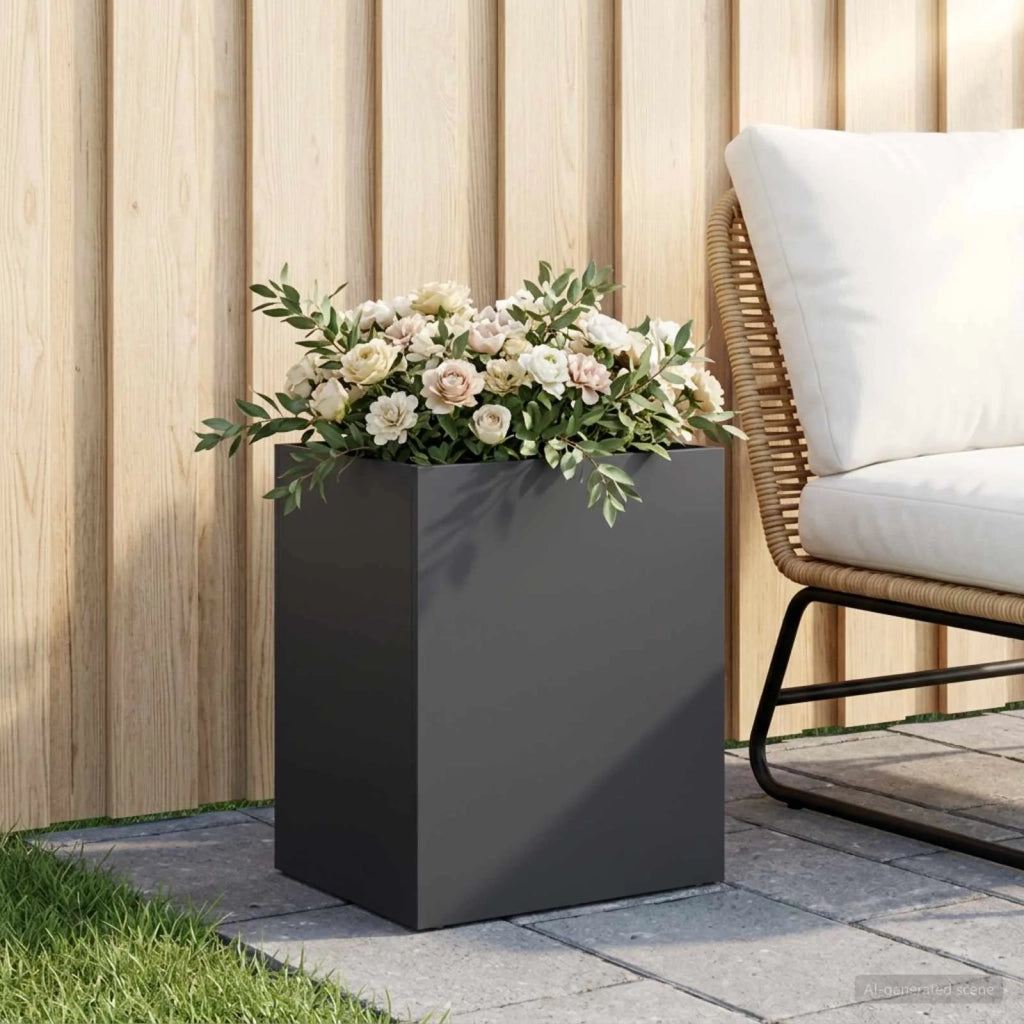 Vaso da giardino Nero 40 x 30 x 40 cm Acciaio laminato a freddo 8005470