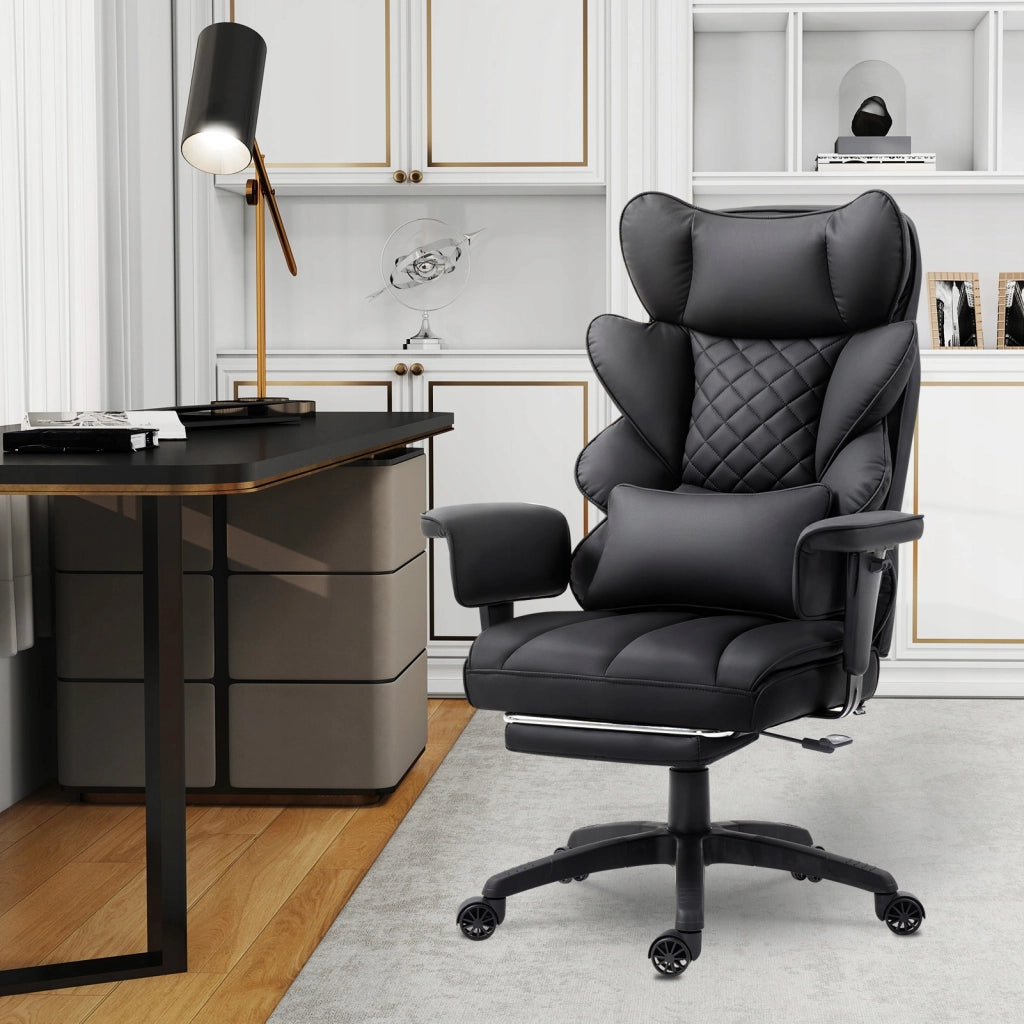 Sedia Gaming DOWINX Grigia in PU con Molle Insacchettate; Poggiapiedi e Schienale 90°-135°