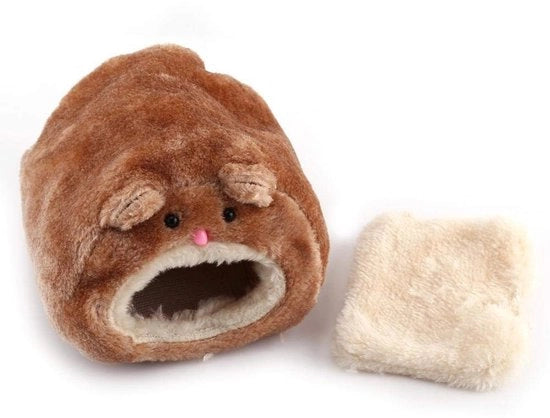 Letto per Hamster Pluche - Casa per Piccoli Animali - Nido Caldo per Inverno - Marrone - Giocattolo per Piccoli Animali - Adatto per Hamsters, Cavia