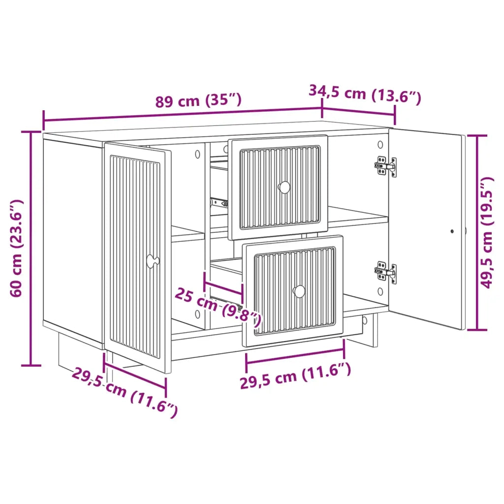 Credenza Nero 89 x 34,5 x 60 cm Legno ingegnerizzato 893966