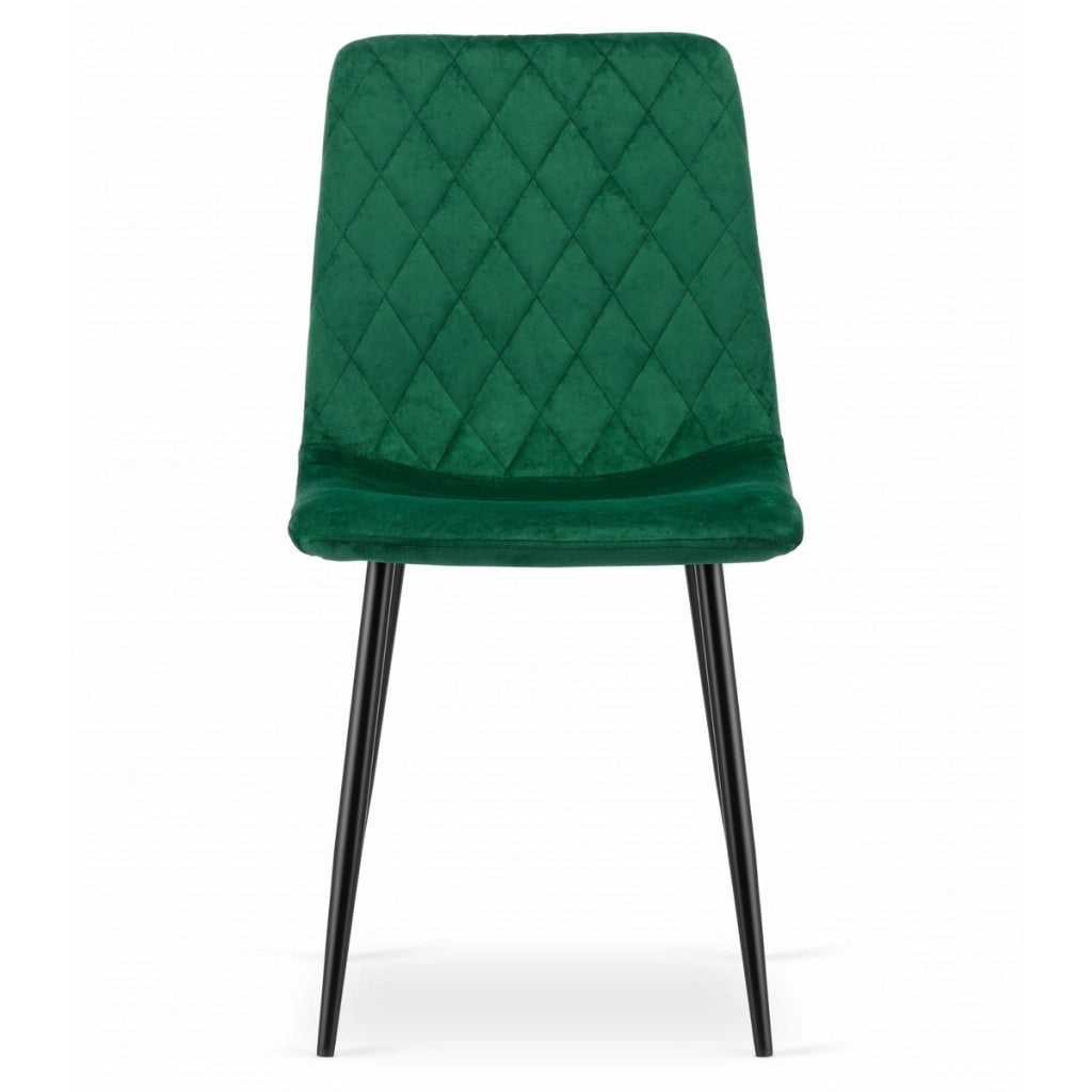 Sedia Turin in velluto verde scuro con trapuntatura a rombi
