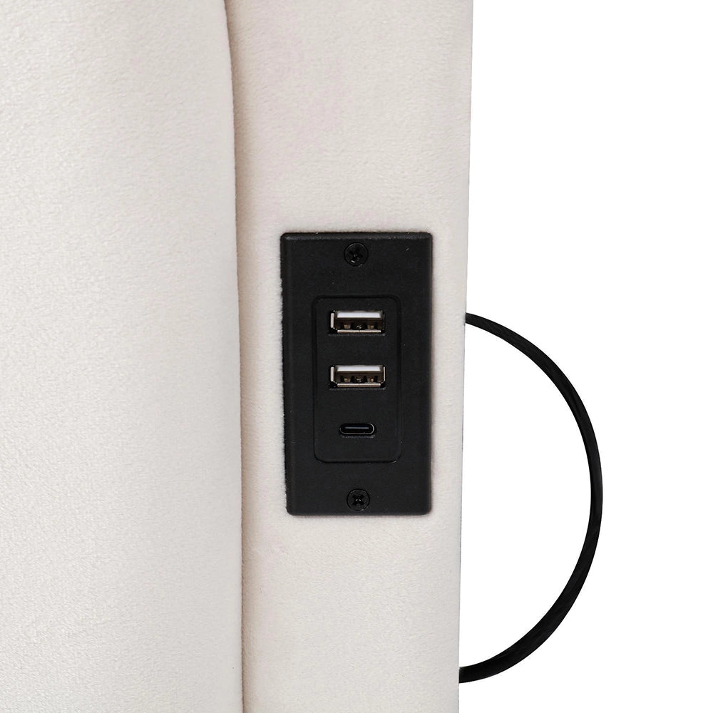 Letto giorno 90x200cm?- Xylo - velluto USB cassetto beige