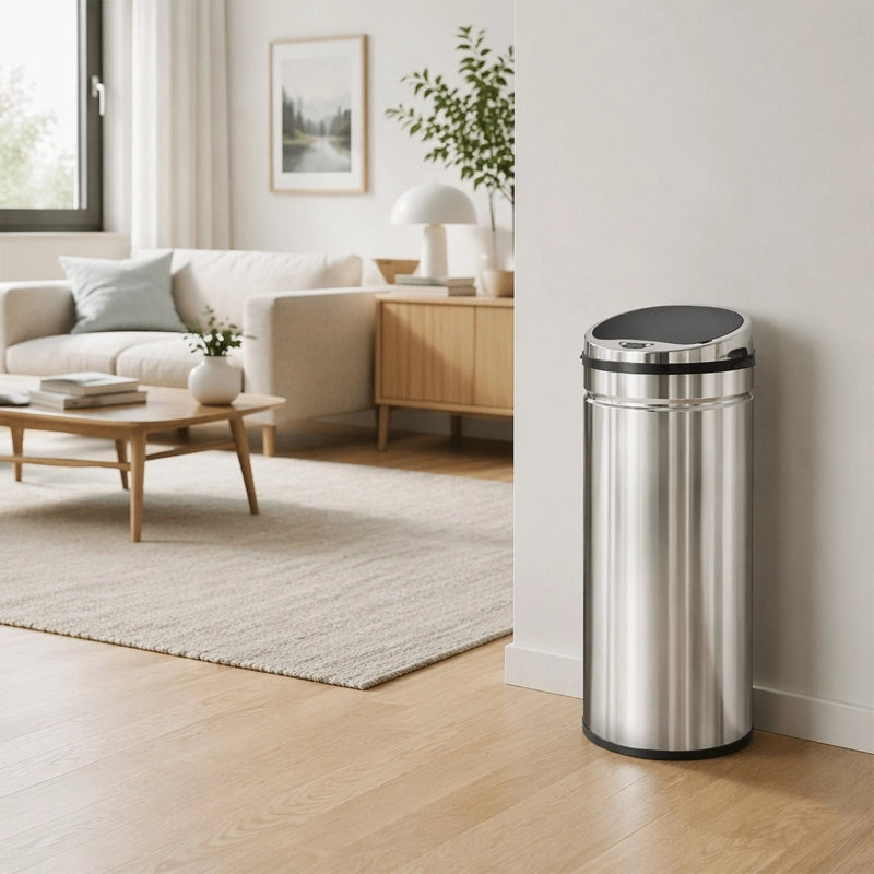 Pattumiera automatica da 42 litri con sensore, in acciaio inox, per cucina e sala da pranzo.
