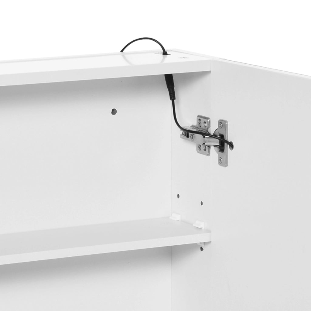 Armadietto Pensile da Bagno con Anta, Specchio e LED ¨C zephmum ¨C Bianco 60x50x15cm