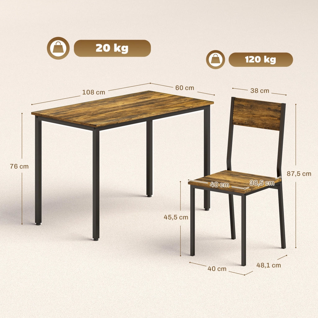 Tavolo da pranzo allungabile con 4 sedie ¨C Minimal ¨C Legno effetto rovere, gambe in metallo, 90x200 cm