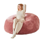 Poltrona pouf con funzione letto; copertura lavabile e design pieghevole per soggiorno in spugna rosa
