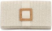 Borsa da Spiaggia per Donna con Clutch Rotan Zavorra Raffia con Maniglia e Tasca Schiena