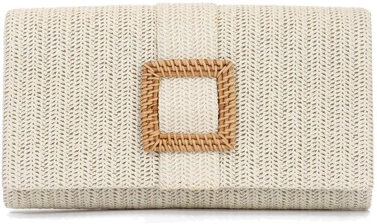 Borsa da Spiaggia per Donna con Clutch Rotan Zavorra Raffia con Maniglia e Tasca Schiena