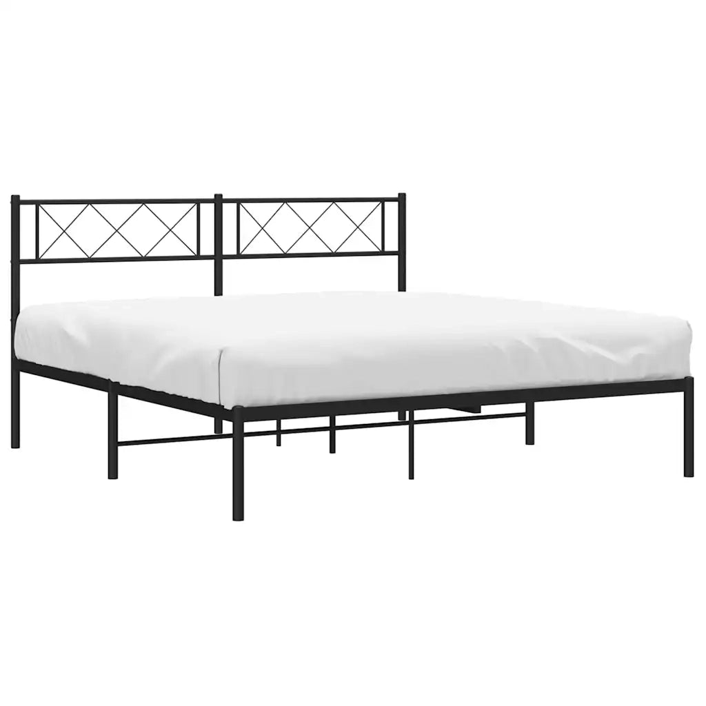 Giroletto con Testiera-Struttura Letto con testiera in Metallo Nero 160x200 cm 796693