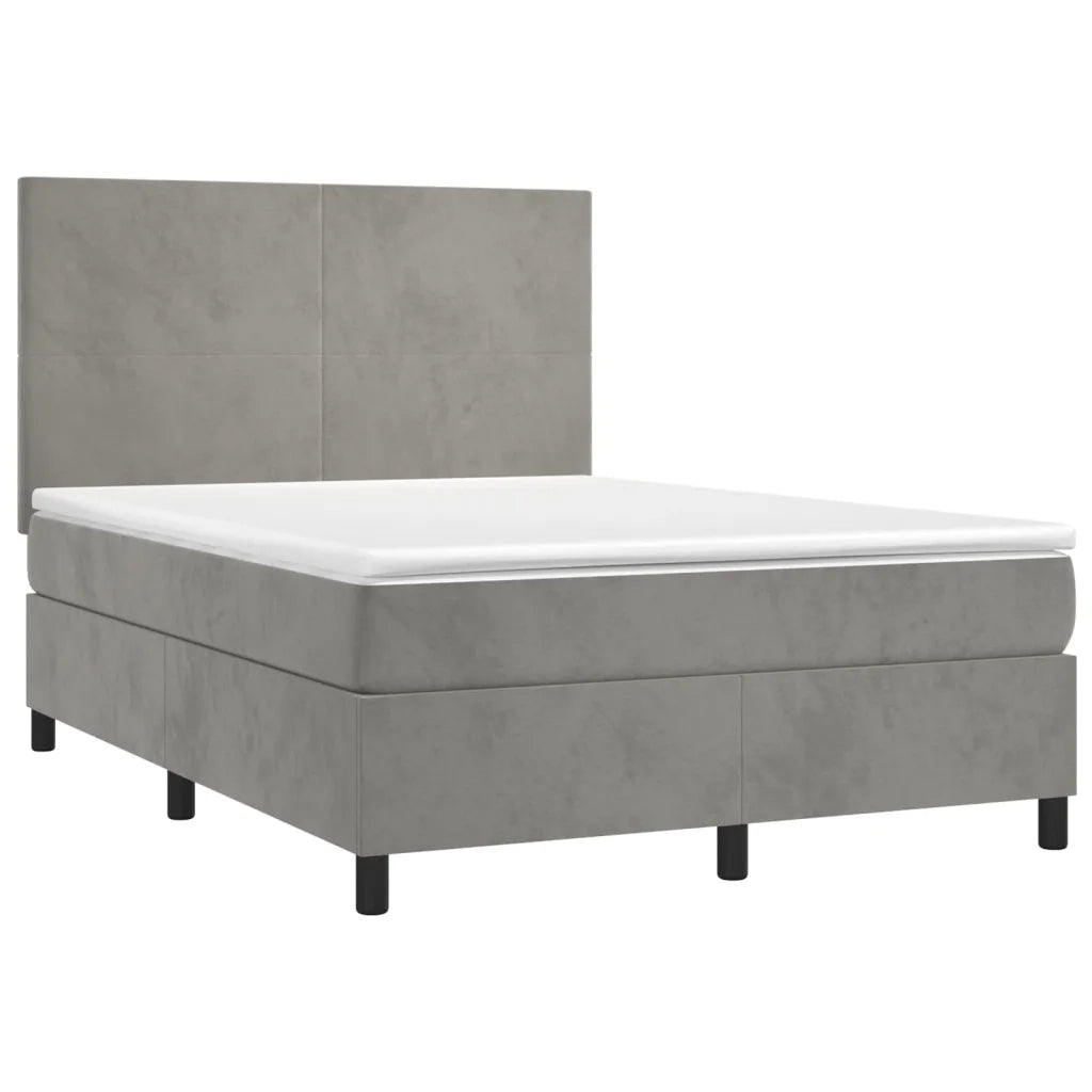 Giroletto a Molle con Materasso Grigio Chiaro 140x190cm Velluto 3142899