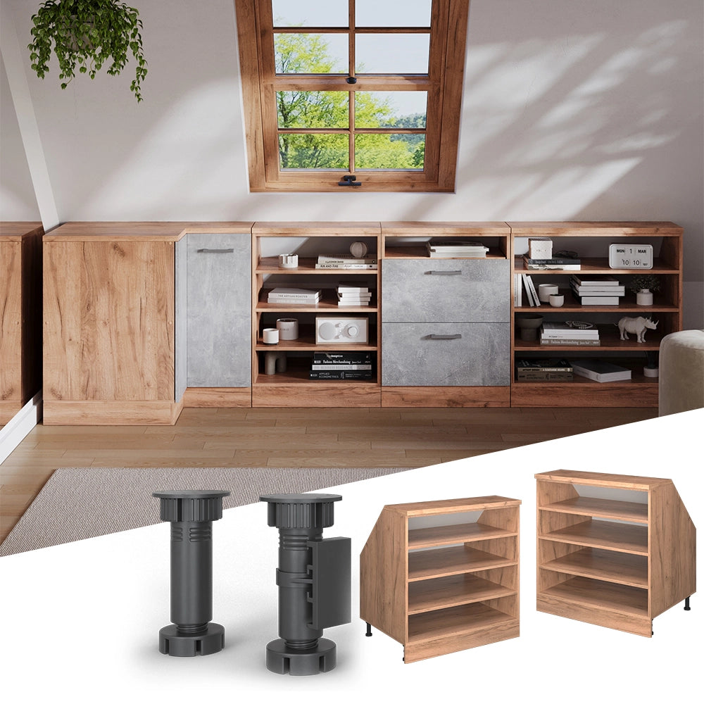 Mobile cucina sottotetto R-Line Rovere dorato/Rovere dorato 80 cm con 4 scomparti, carcassa 60 cm profondità Vicco