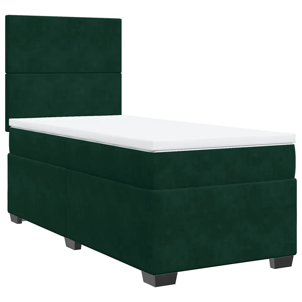 Giroletto a Molle con Materasso Verde Scuro 90x190 cm Velluto 3293083