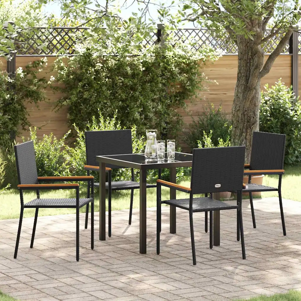 Set da Pranzo per Giardino con cuscino 5 pcs Nero polyrattan 3379703