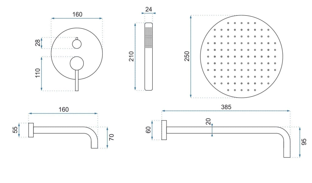 Set Da Vasca-doccia Da Incasso Rea Lungo Chrome + Box